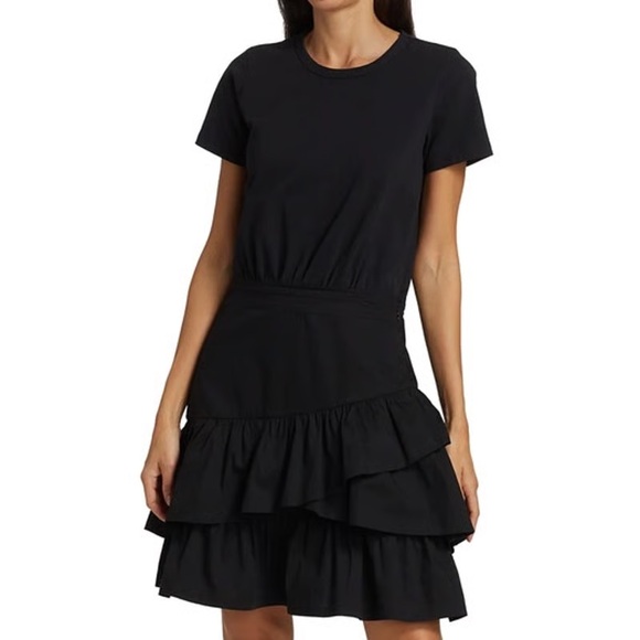 Veronica Beard Dresses & Skirts - Veronica Beard Noha Flared Ruffle T-Shirt Dress Black Medium
